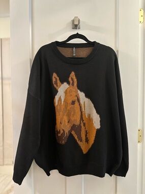 2 Fly brand new Horse western Brown & Black Knit Sweater